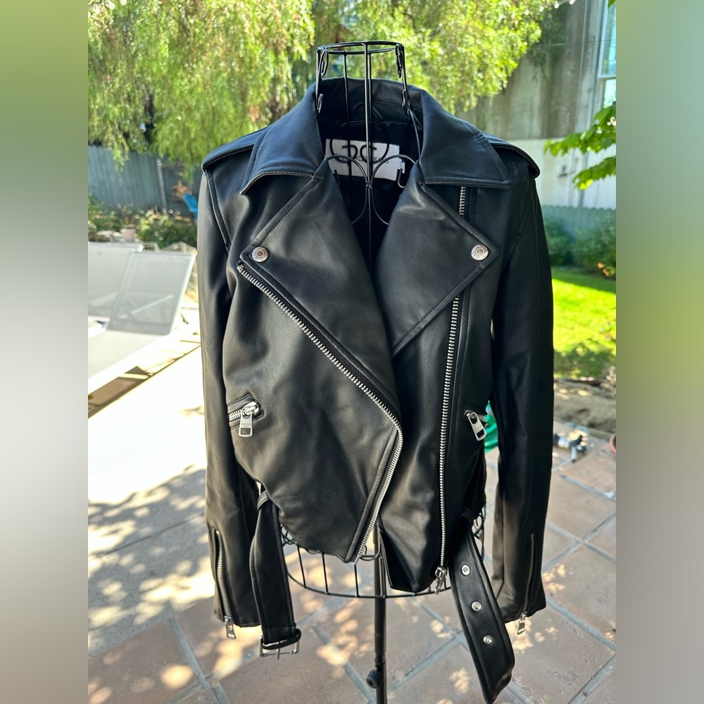 Calvin Klein faux leather vegan moto jacket